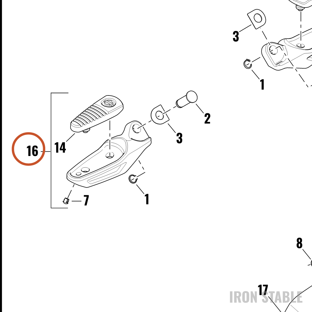 Harley-Davidson Footpeg, Passenger, Assembly, Rh