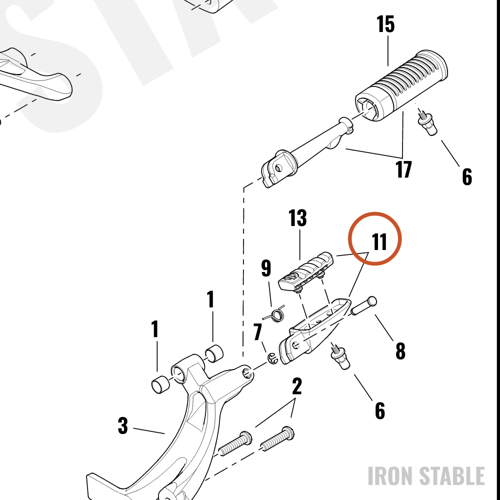 Harley-Davidson Footpeg, Rdr, Lh, Blk, Assembly