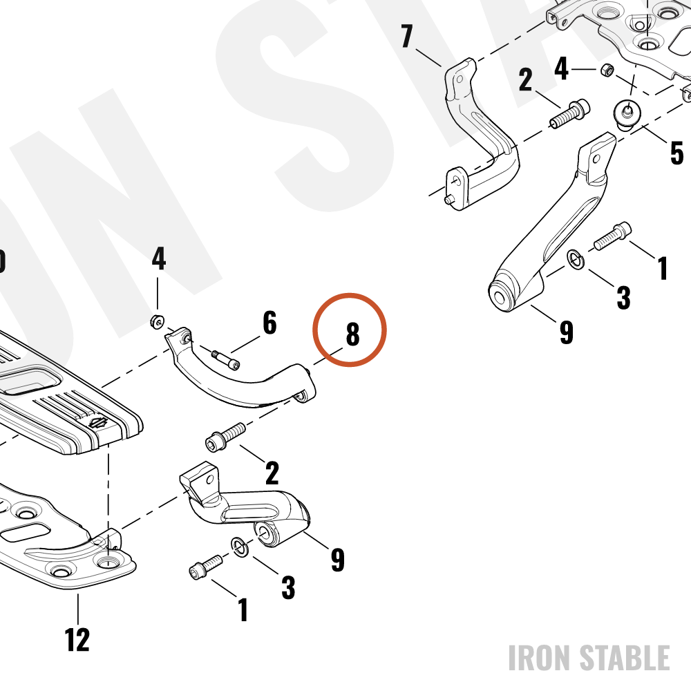 Harley-Davidson Ftbrd, Support Bracket, Rh/Rr, Blk