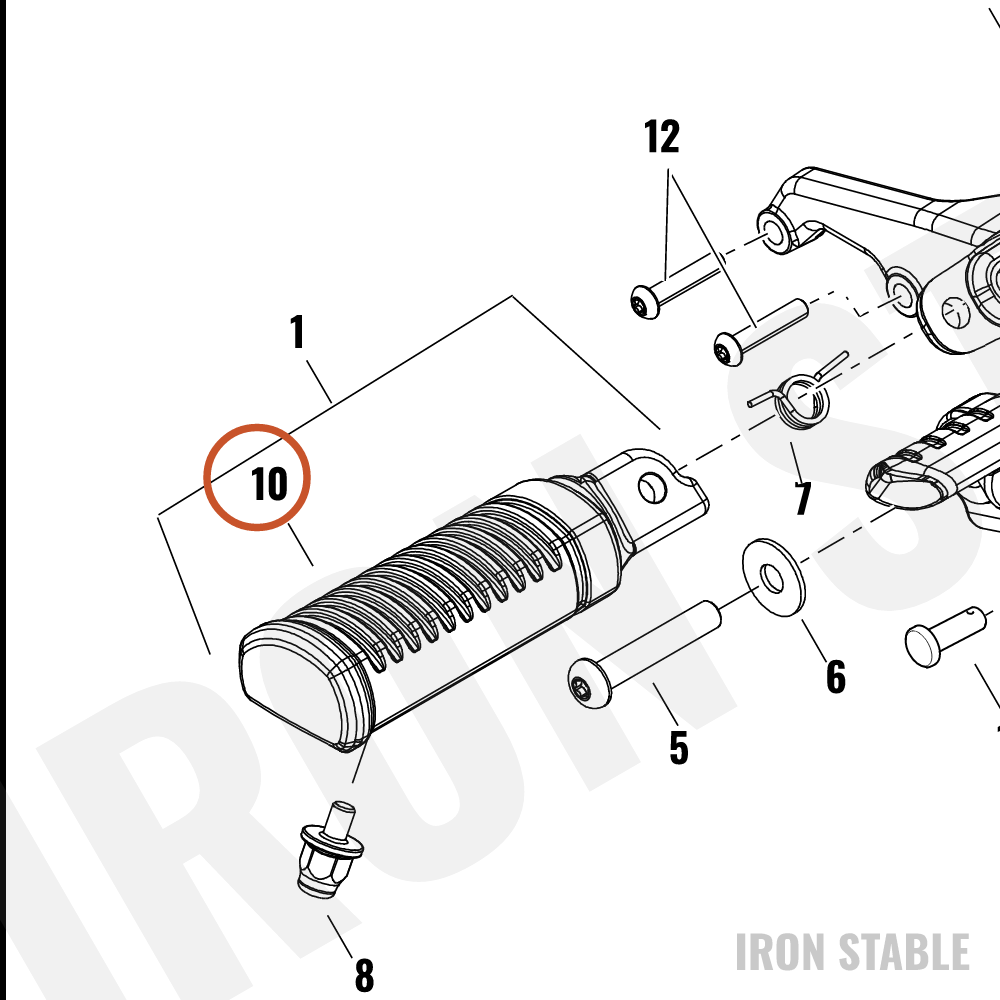 Harley-Davidson Footpeg, Rdr, Rubber, Rh