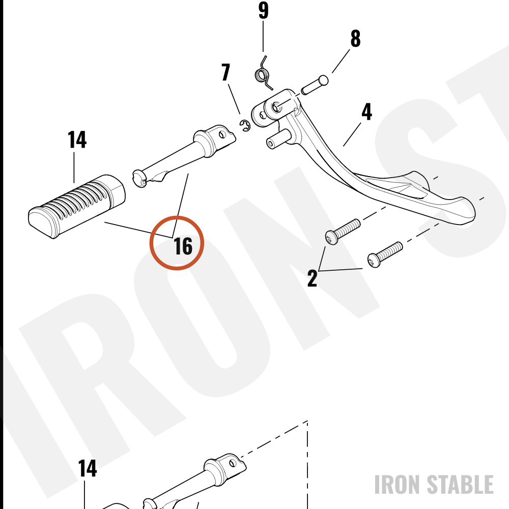 Harley-Davidson Sub-Assembly, Footpeg, Rdr, Rh