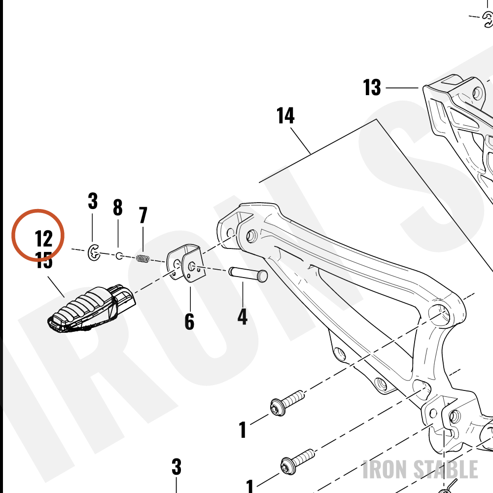 Harley-Davidson Footpeg, Passenger, Rh, Blk, Assembly