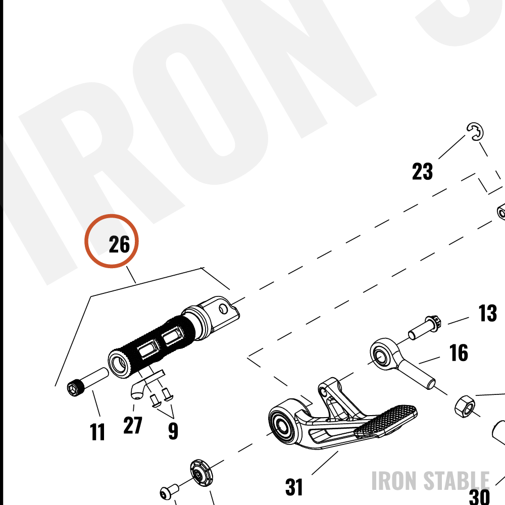 Harley-Davidson Footpeg, Rdr, Sil