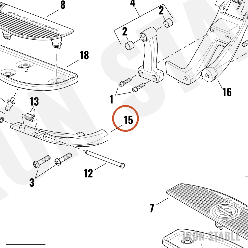 Harley-Davidson Ftbrd, Brake Pdl, Bracket Mt, Painte