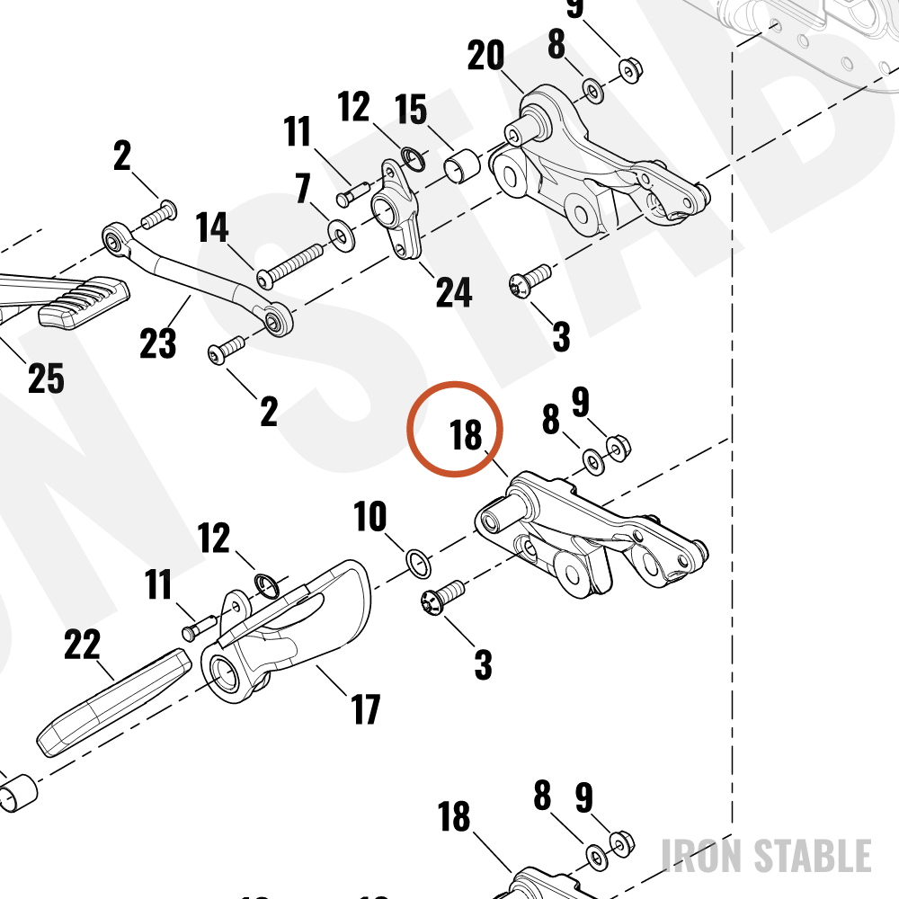 Harley-Davidson Sub-Assembly, Brake Pdl, Footpeg Support