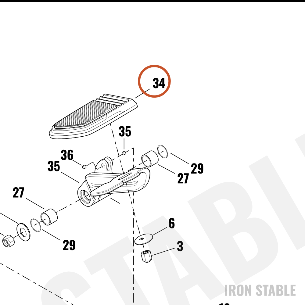 Harley-Davidson Pedal, Brake, Pad Assembly, Large, Chrome