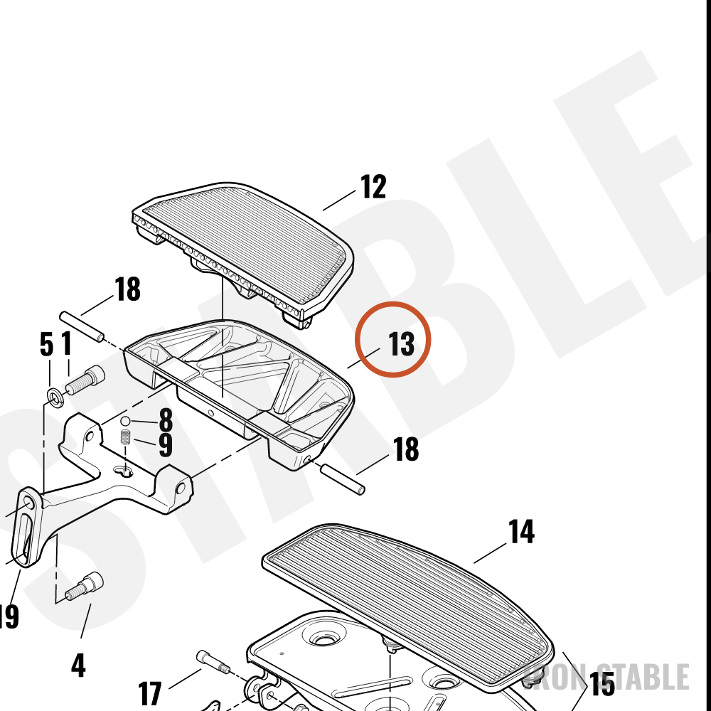 Harley-Davidson Footrest, Psngr