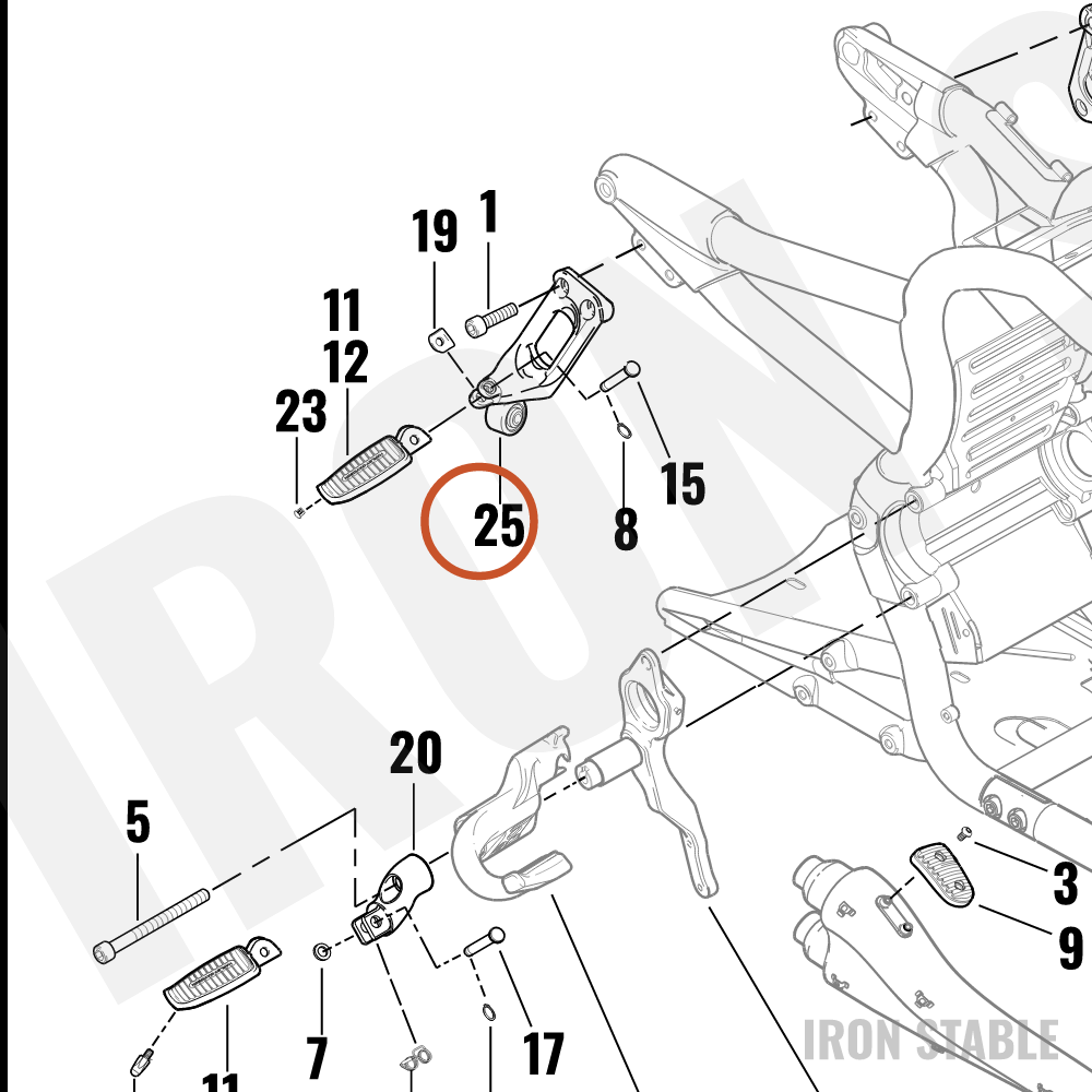 Harley-Davidson Bracket, Rh, Passenger Footpeg