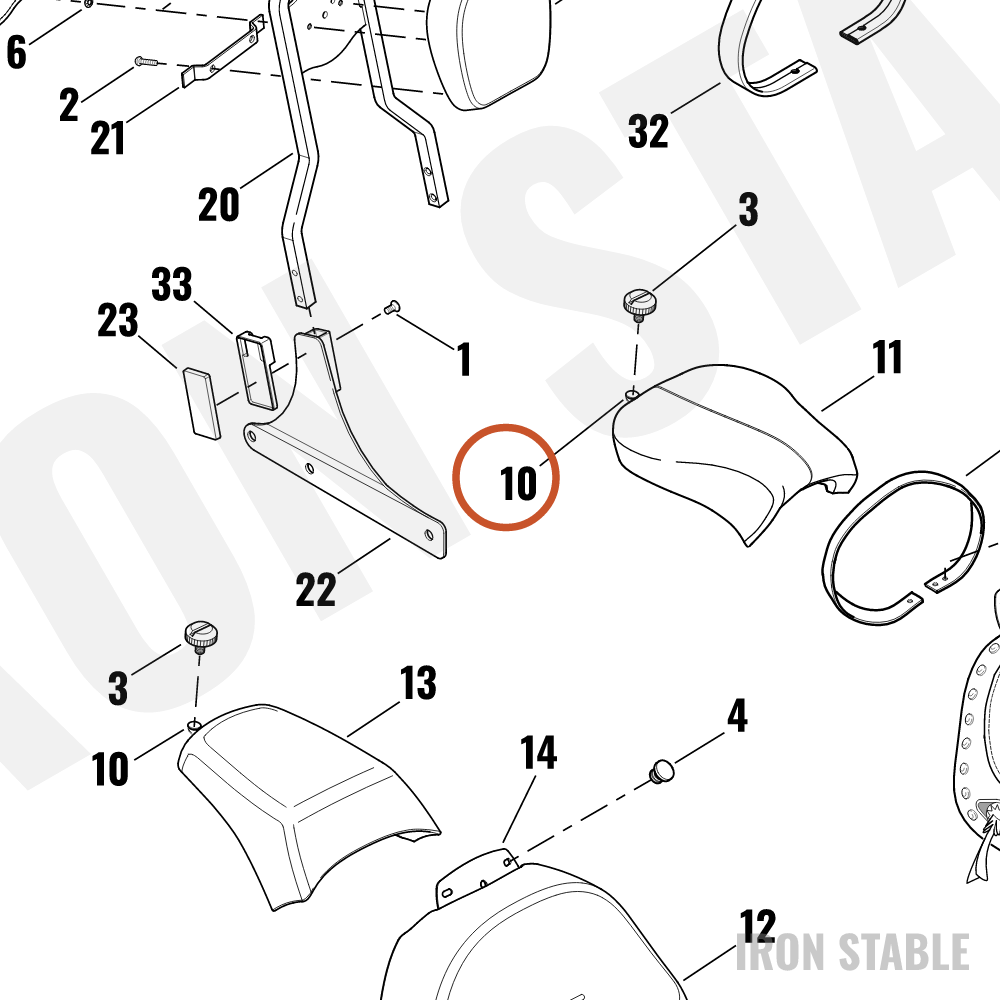Harley-Davidson Bracket, Seat Mounting, Gloss Blk