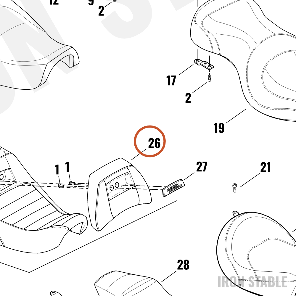 Harley-Davidson Seat Lumbar Pad, Fxdl