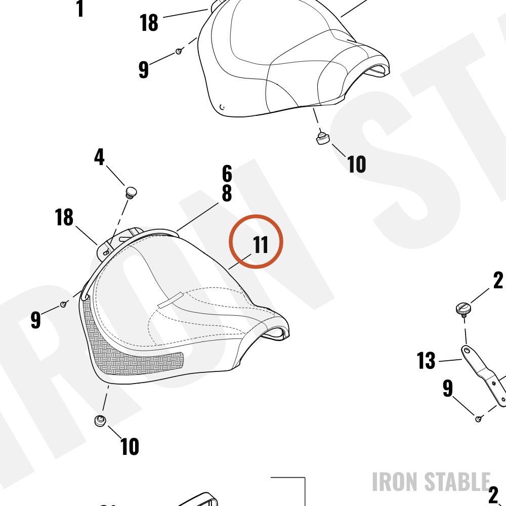 Harley-Davidson Seat, Rdr/Full, Cr, W/Grabrail