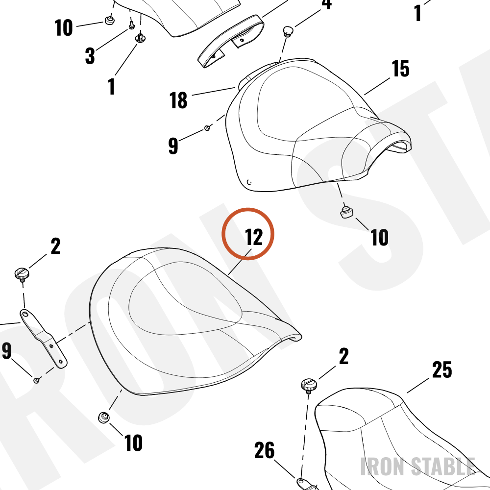 Harley-Davidson Seat, Rdr/Full, Cr