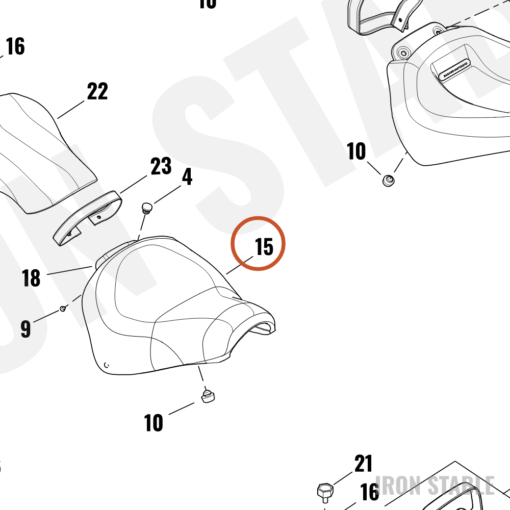 Harley-Davidson Seat, Rdr/Full, Blk