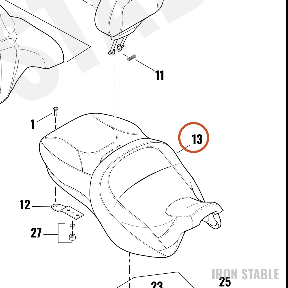 Harley-Davidson Seat, Rdr/Full, Dom, 2up