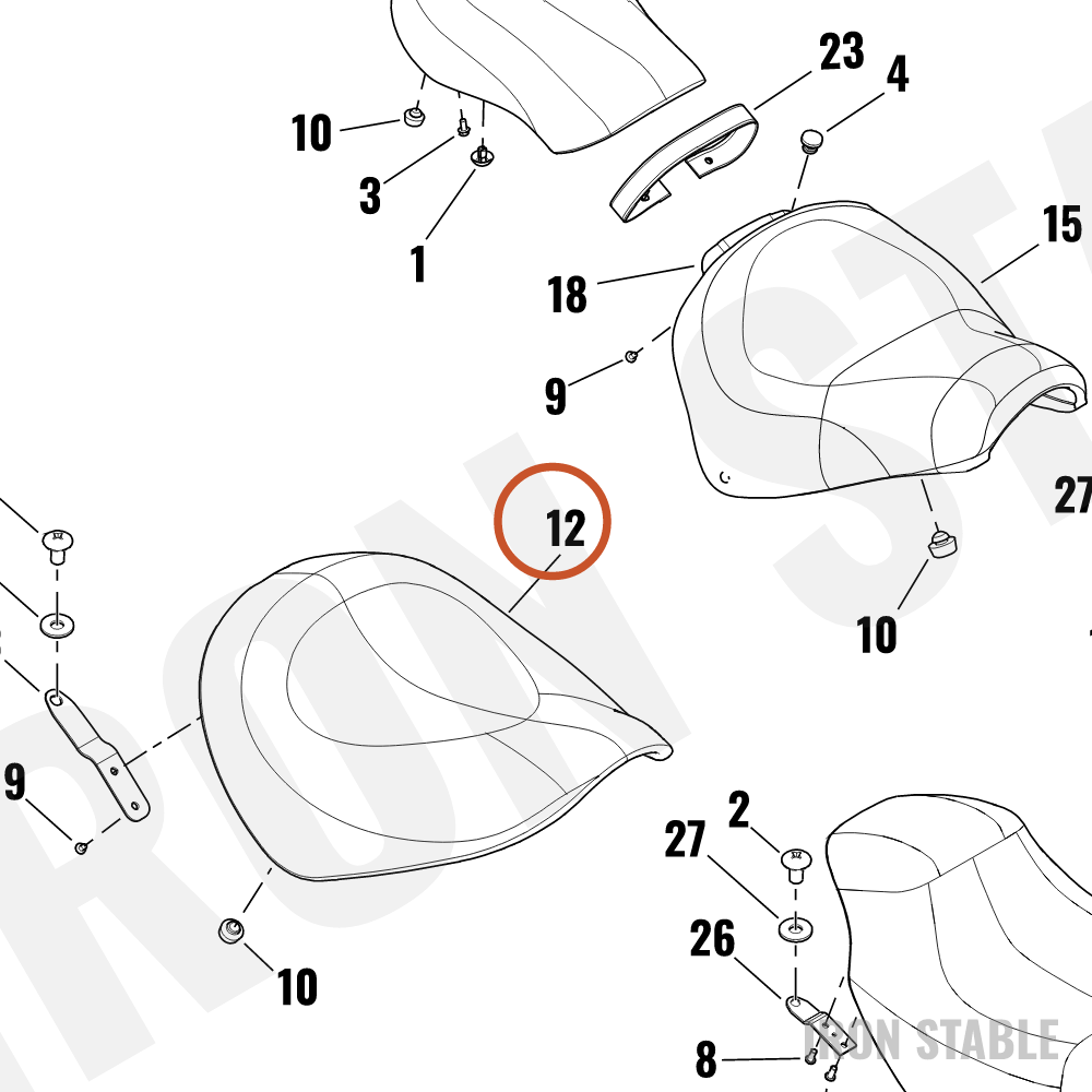 Harley-Davidson Seat, Rdr/Full, Cr