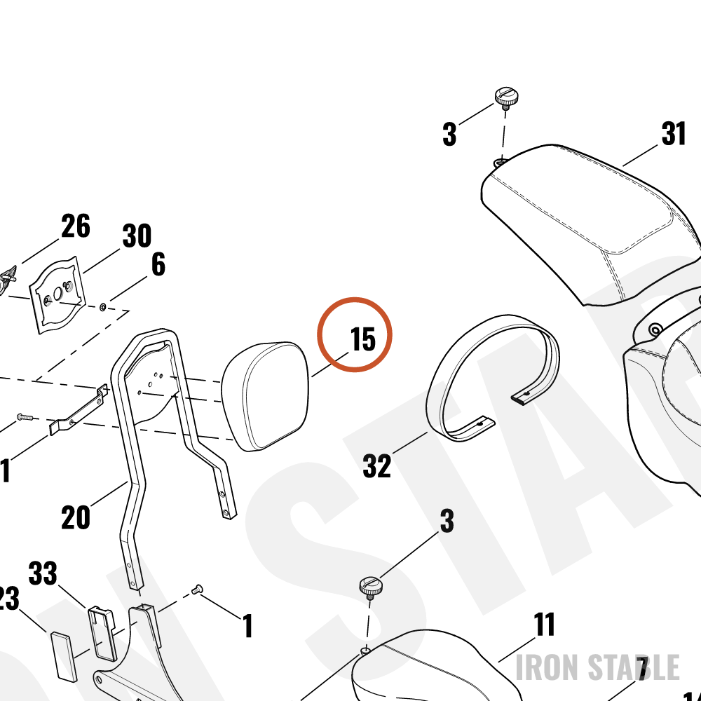 Harley-Davidson Pad, Psngr Backrest