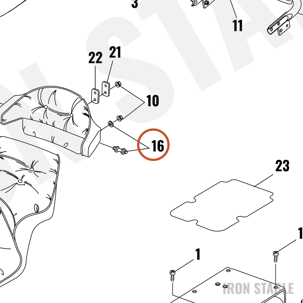 Harley-Davidson Isolator Kit, T-Pak Backrest
