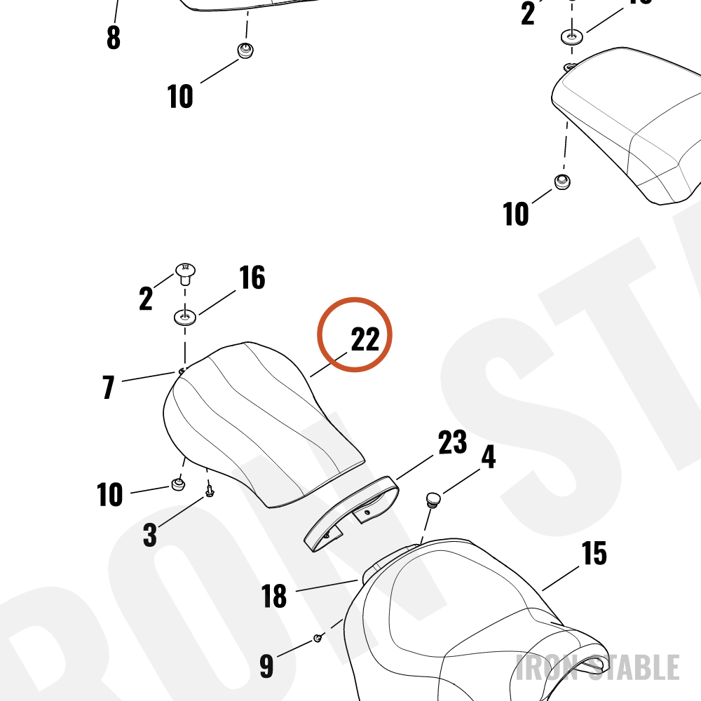 Harley-Davidson Seat, Passenger, Blk
