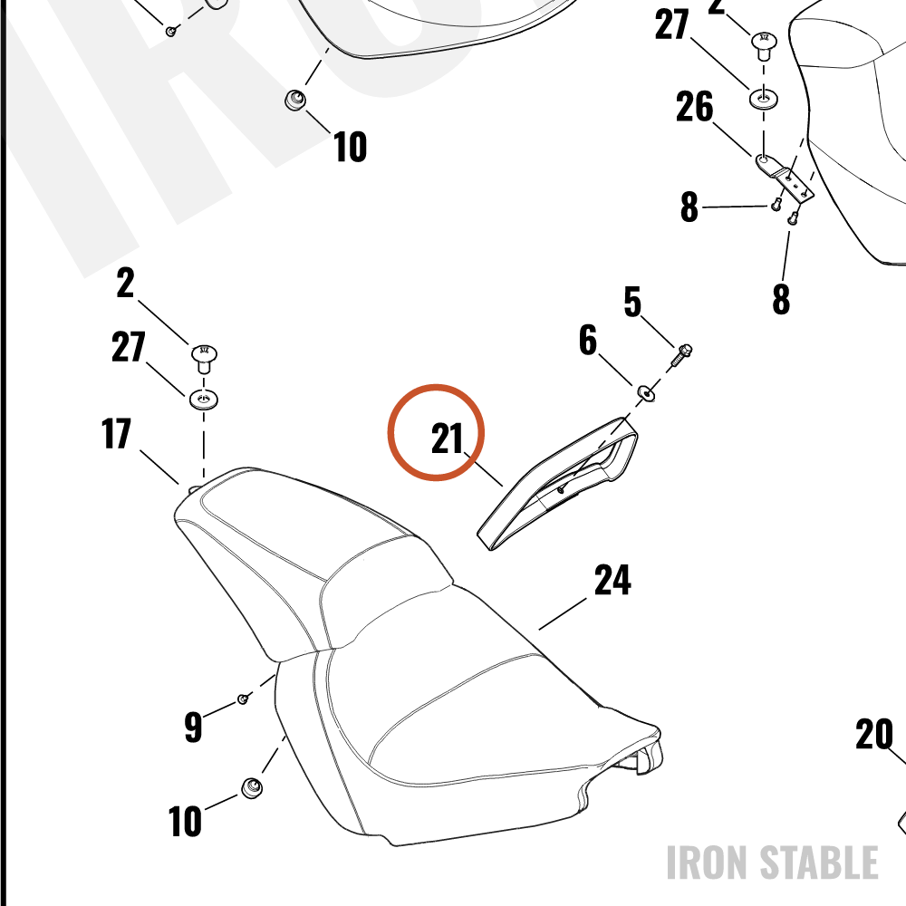 Harley-Davidson Handle, Passenger Grab, Vinyl