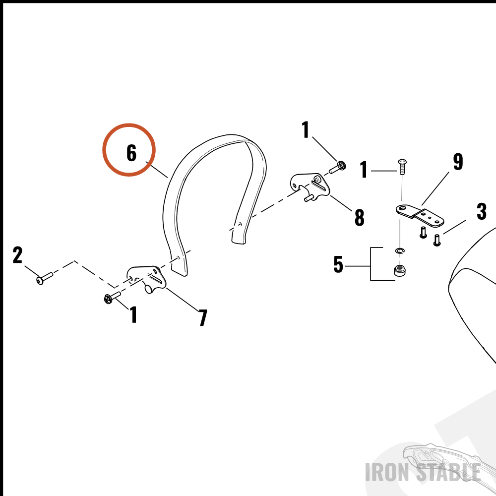 Harley-Davidson Handle, Passenger Grab, Vinyl