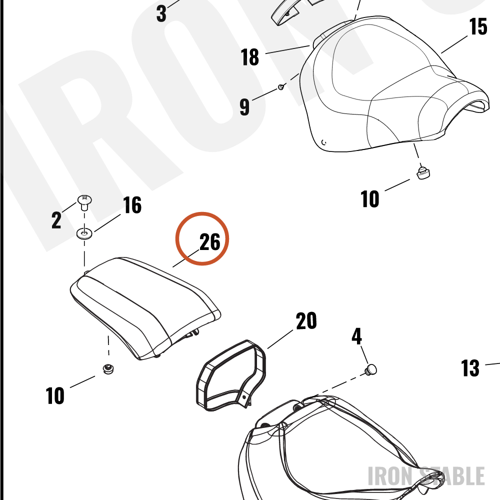 Harley-Davidson Seat, Passenger, Cruiser, Pillion