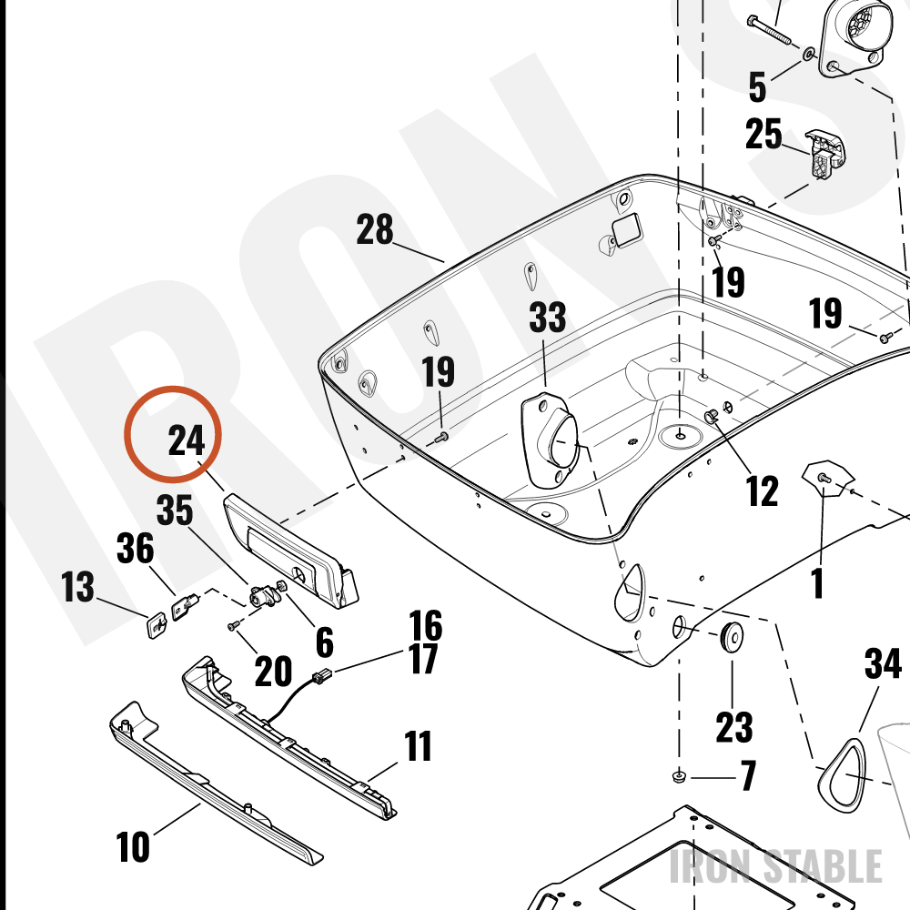 Harley-Davidson Handle Assembly, T-Pak, Btm, Gloss Bl