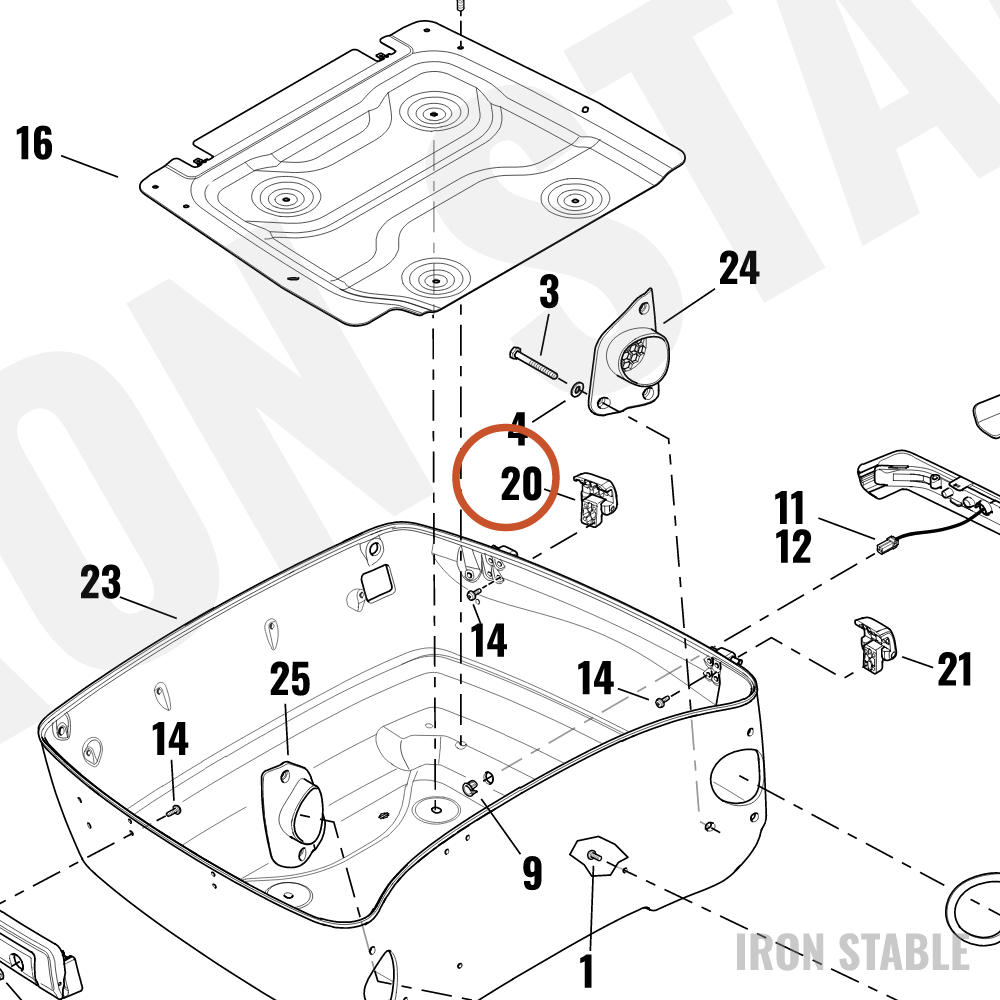 Harley-Davidson Hinge Assembly, T-Pak, Rr, Gloss Blac