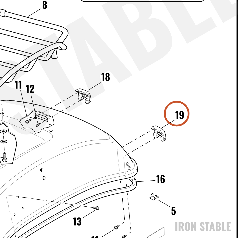 Harley-Davidson T-Pak Sub-Component, Hinge Assembly, Fr, 