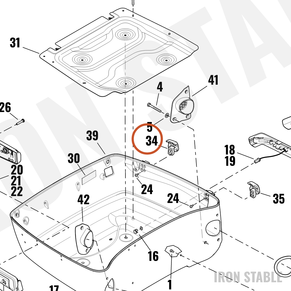 Harley-Davidson T-Pak Sub-Component, Hinge Assembly, Rr, 