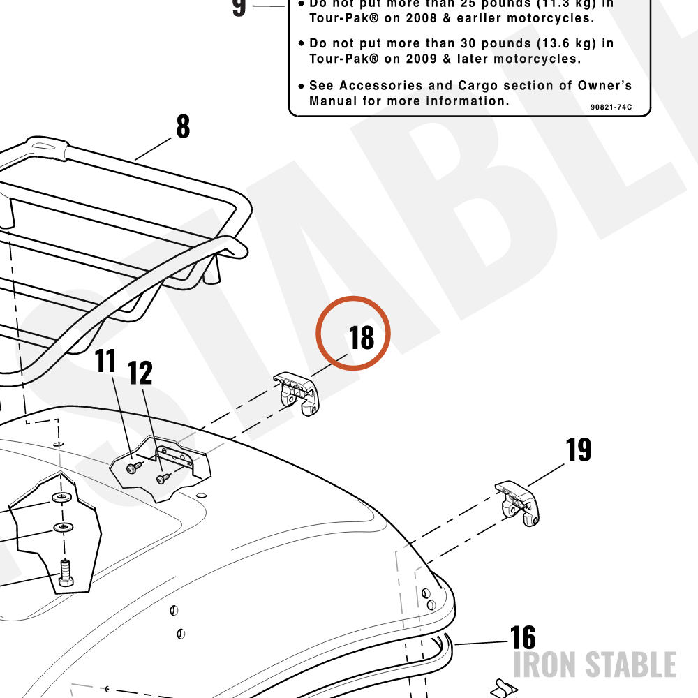 Harley-Davidson T-Pak Sub-Component, Hinge Assembly, Rr, 