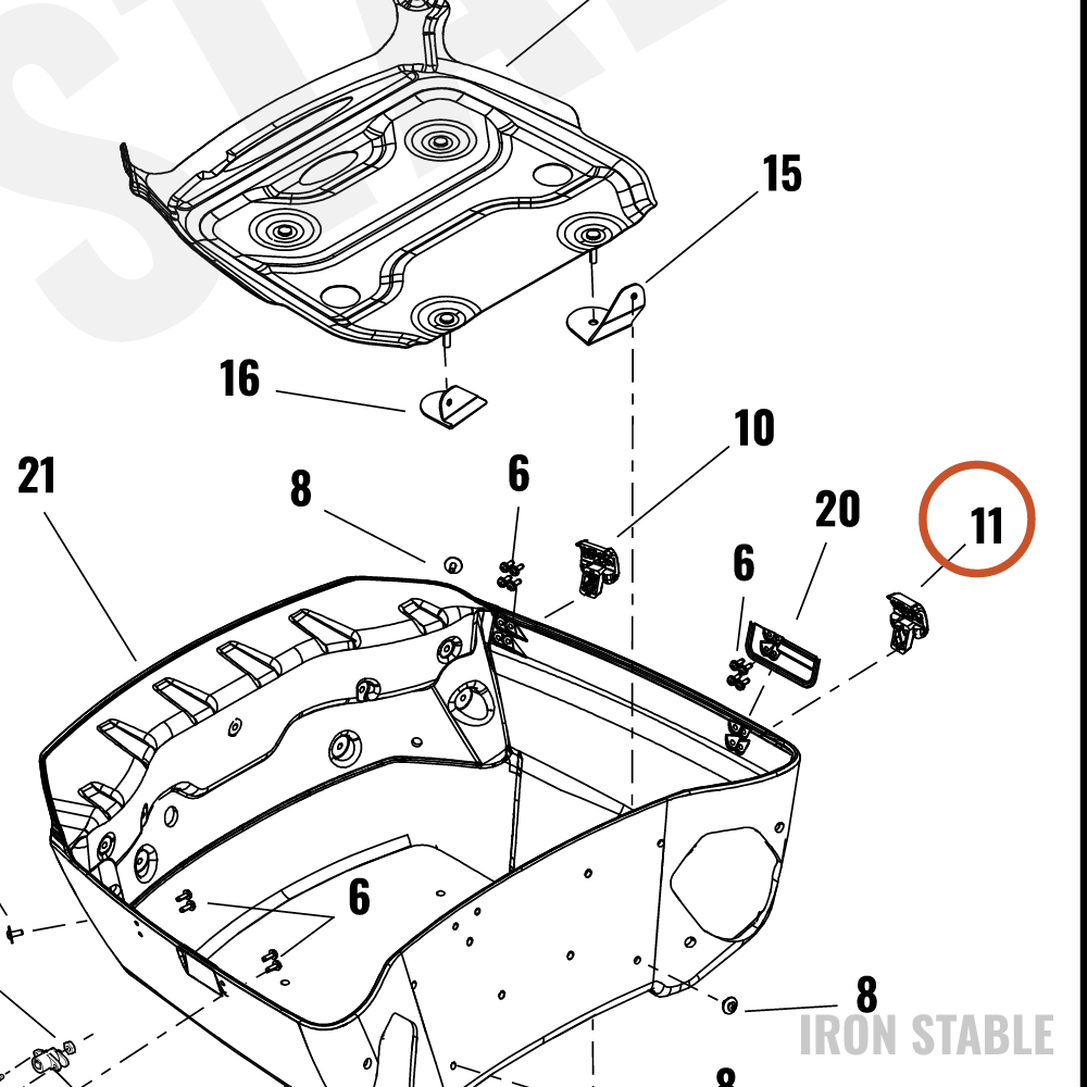 Harley-Davidson T-Pak, Hinge Assembly, Front, Solid