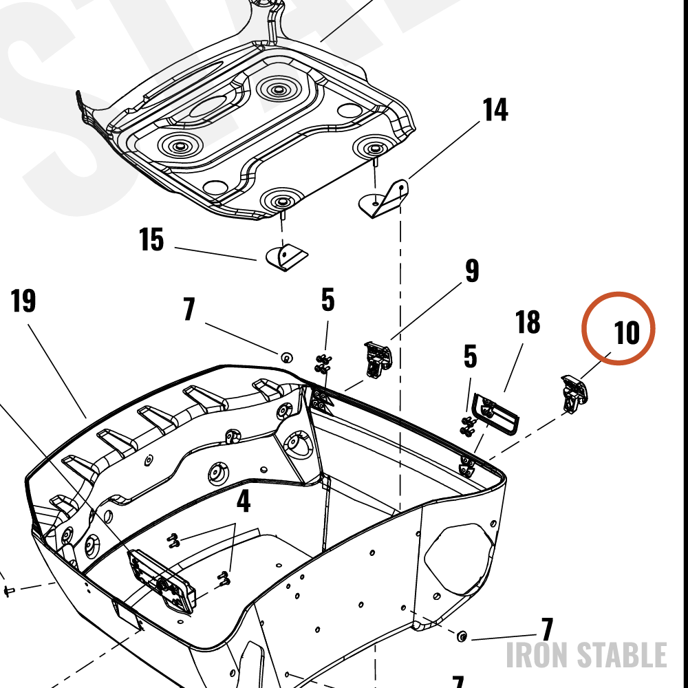 Harley-Davidson T-Pak, Hinge Assembly, Front, Solid