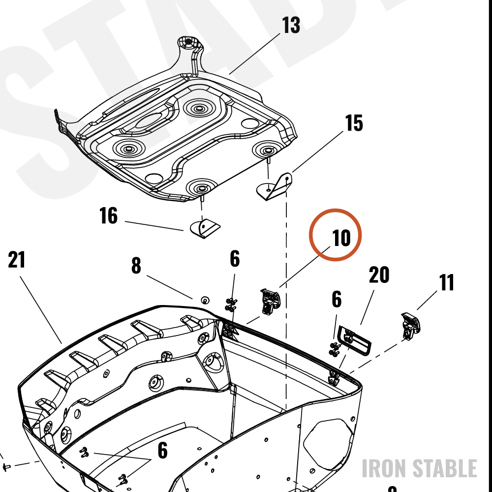 Harley-Davidson T-Pak, Hinge Assembly, Rr, Solid