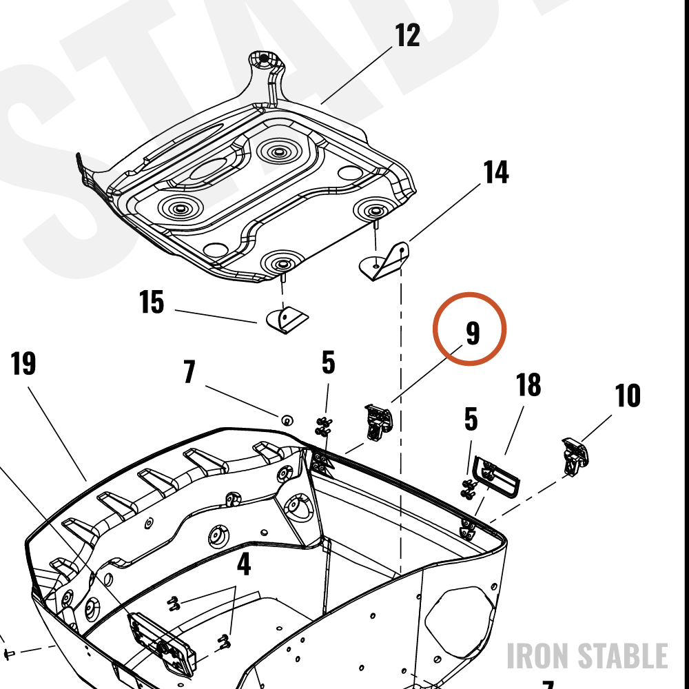 Harley-Davidson T-Pak, Hinge Assembly, Rr, Solid