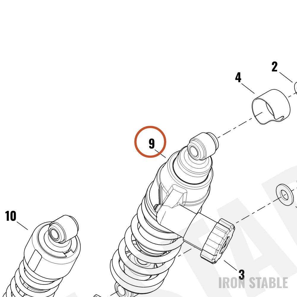Harley-Davidson Rear Shock, Emulsion, W/Dial Adj