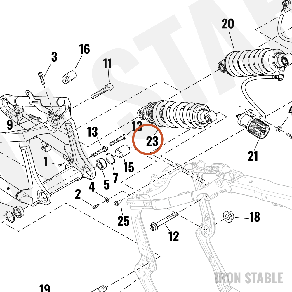 Harley-Davidson Shock, Rr, 43mm Stroke, Cam Adjus