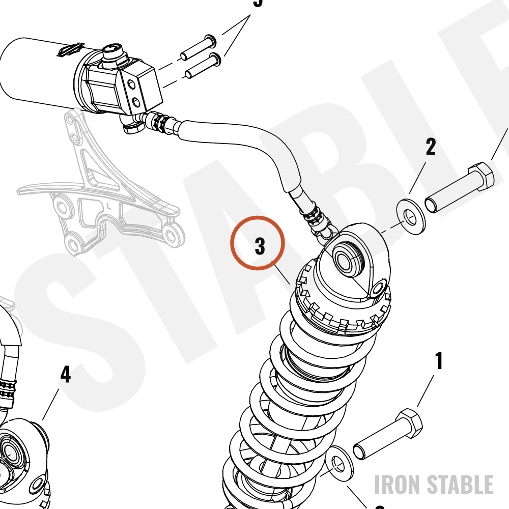 Harley-Davidson Shock, Rr, 76mm, Lh, Rem Res, Threa