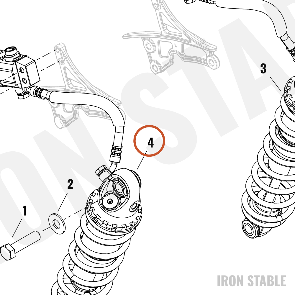Harley-Davidson Shock, Rr, 76mm, Rh, Rem Res, Threa