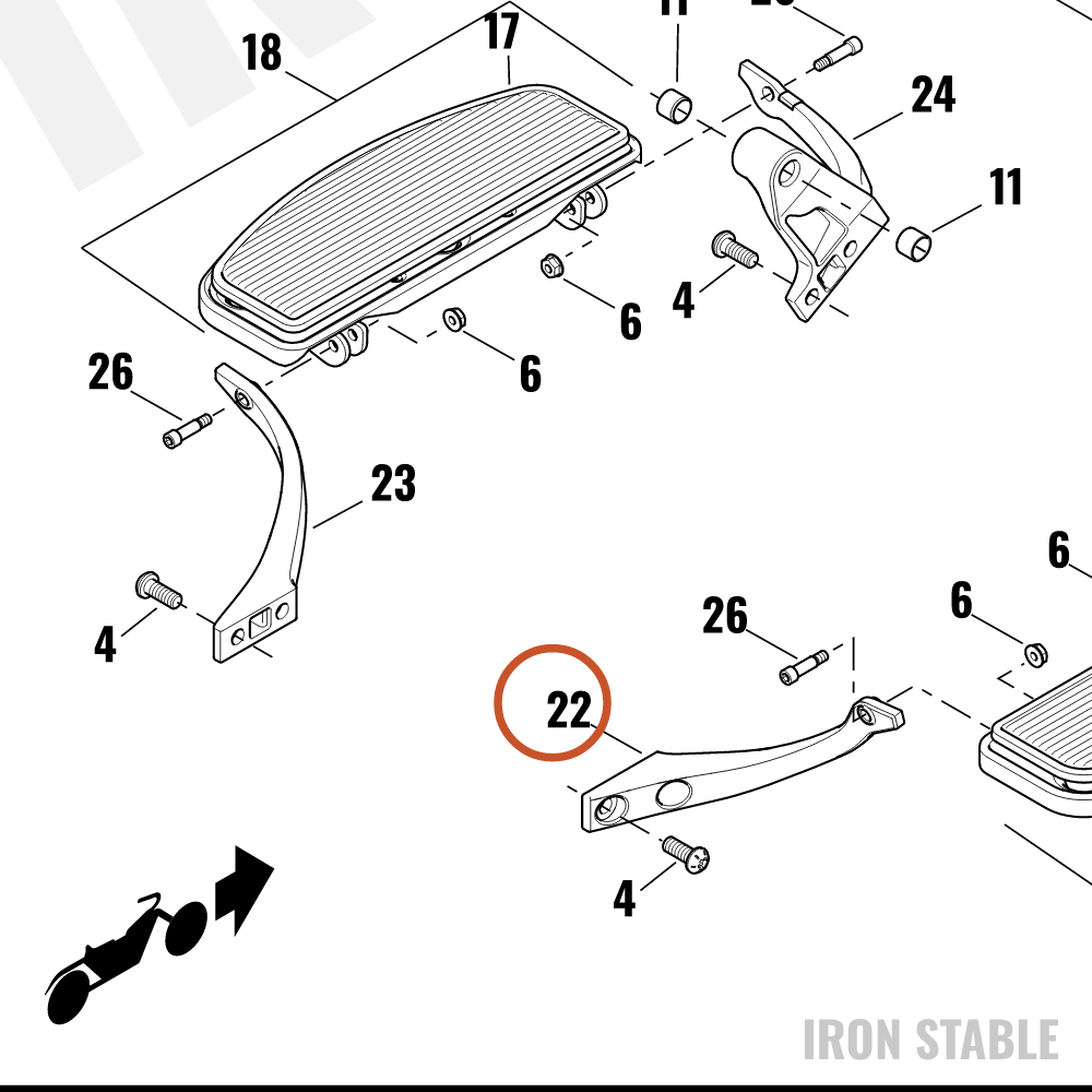 Harley-Davidson Support, Rh/Rr Ftboard