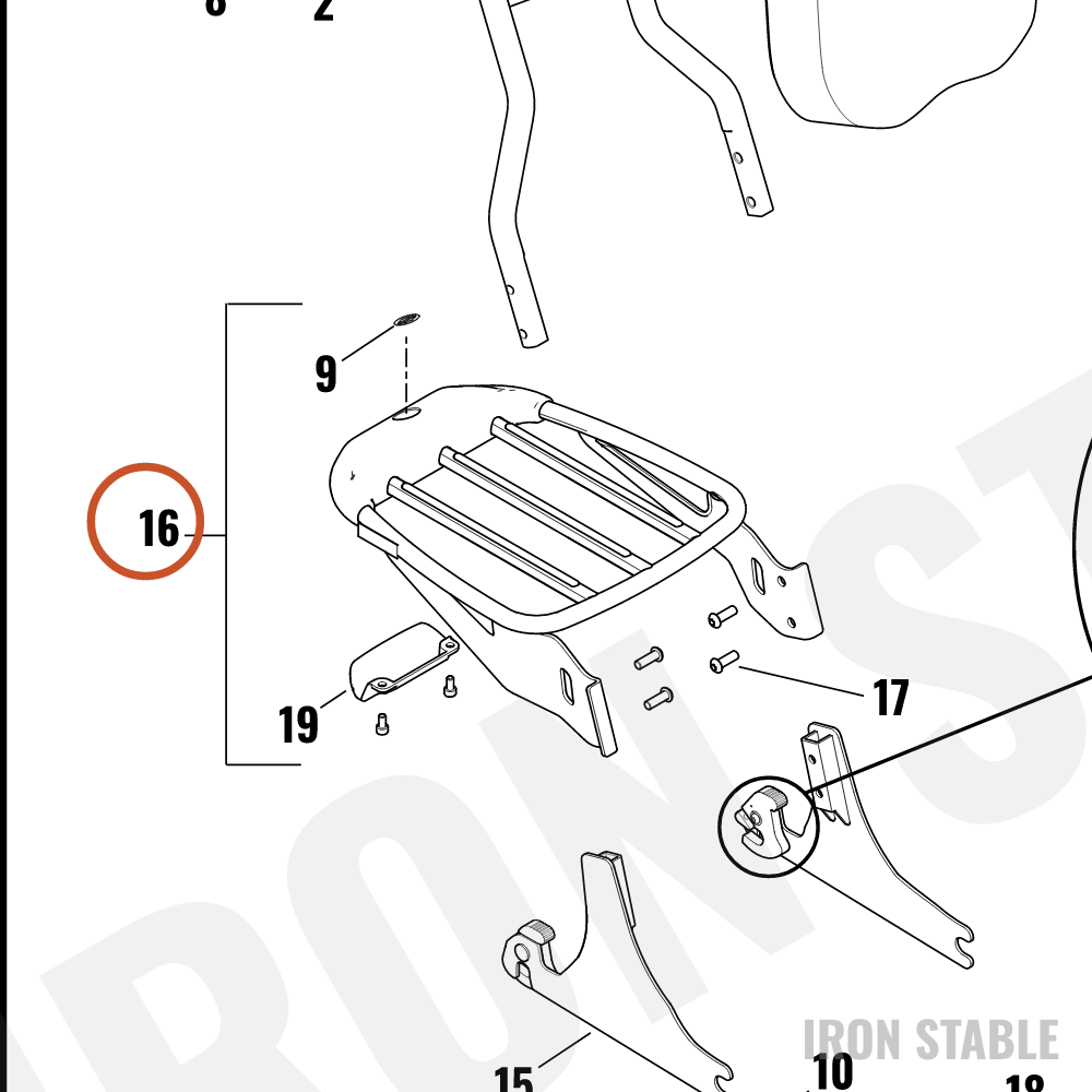Harley-Davidson Luggage Rack, Air Foil, Chrome