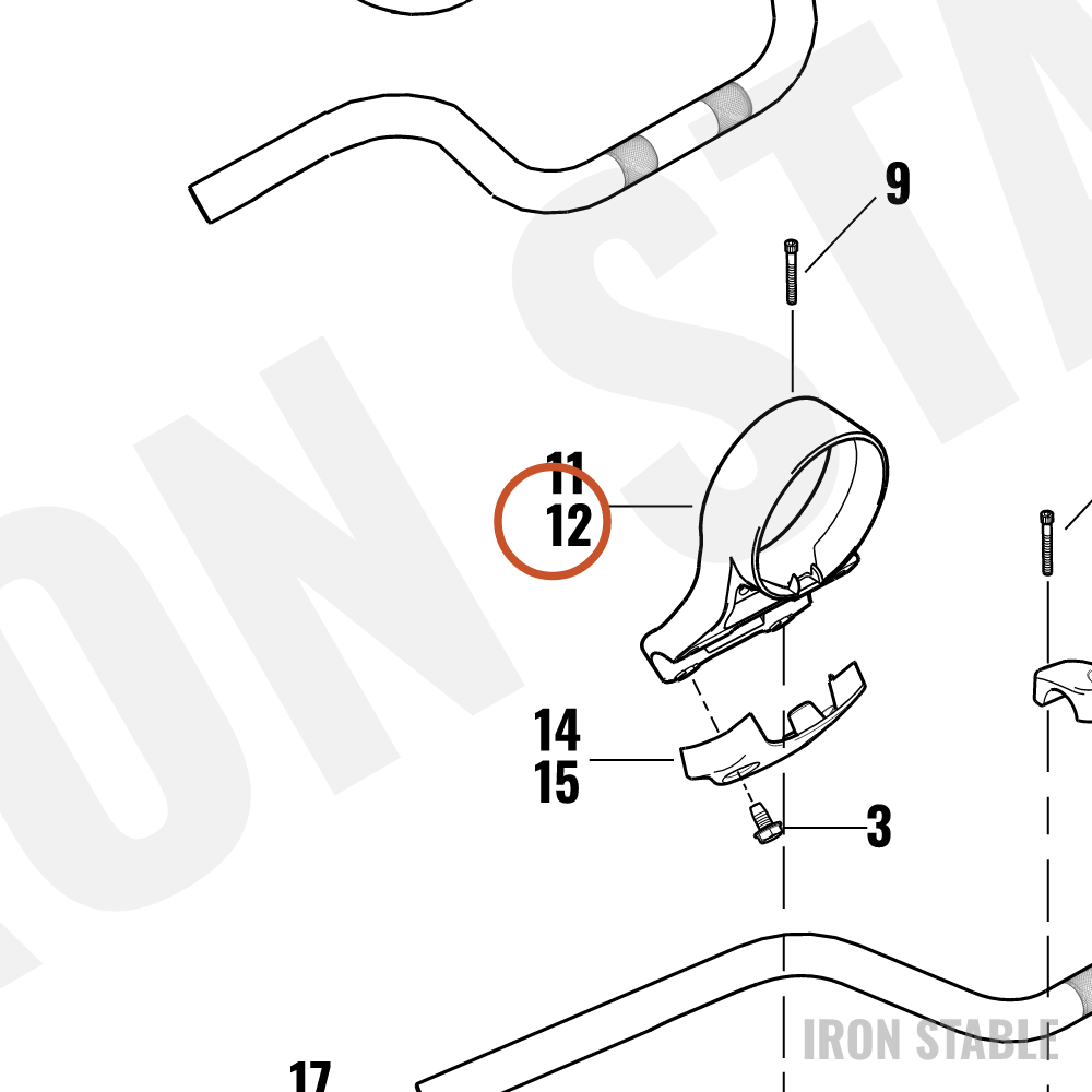 Harley-Davidson Clamp, Upr H-Bar, Speedo, Mounting, Blk