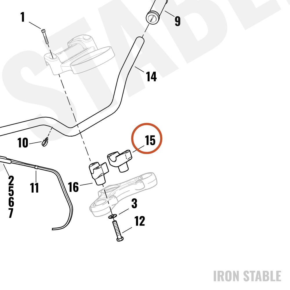 Harley-Davidson Clamp, Lower H-Bar, Lh