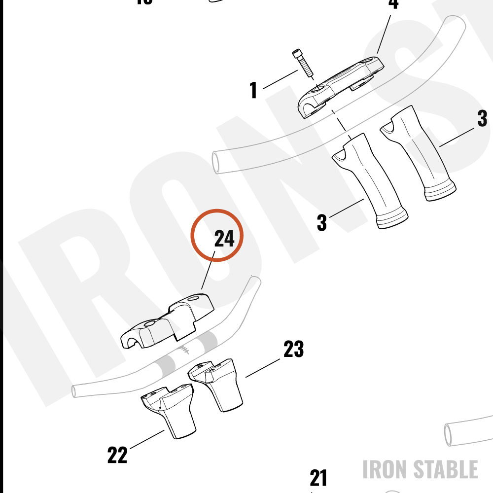 Harley-Davidson Clamp, Upr H-Bar, Flsb