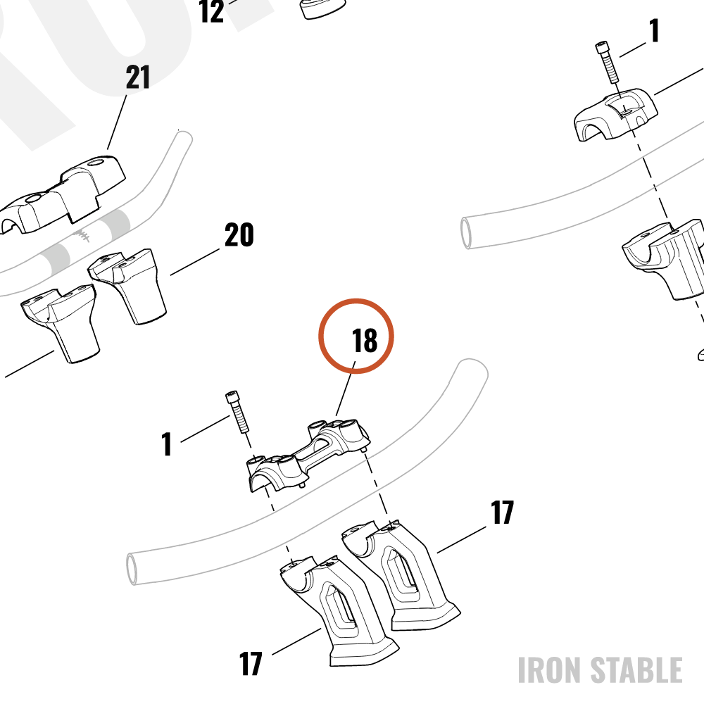 Harley-Davidson Clamp, Upr H-Bar, Black