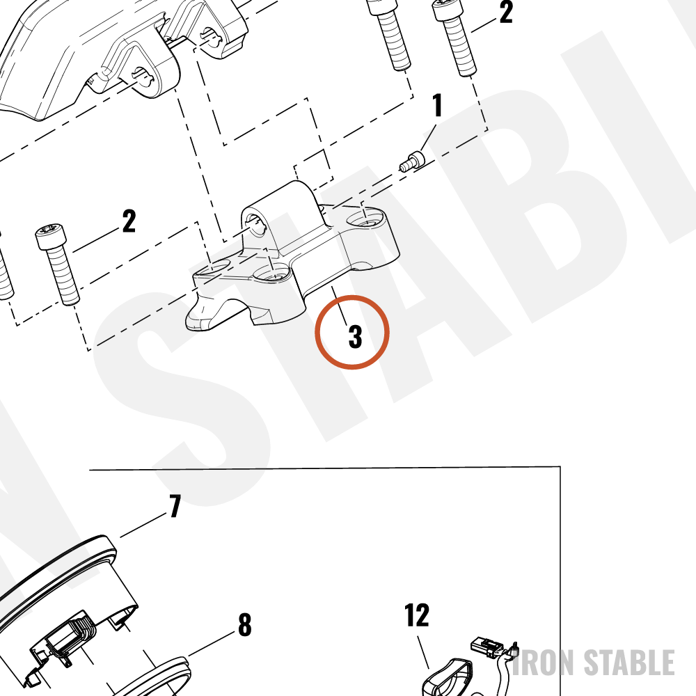 Harley-Davidson Clamp, Upr H-Bar, Painted