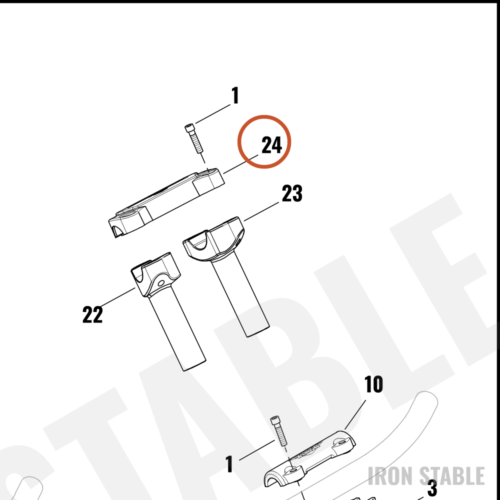 Harley-Davidson Clamp, Upr H-Bar, W/Bar&Shld, Blk