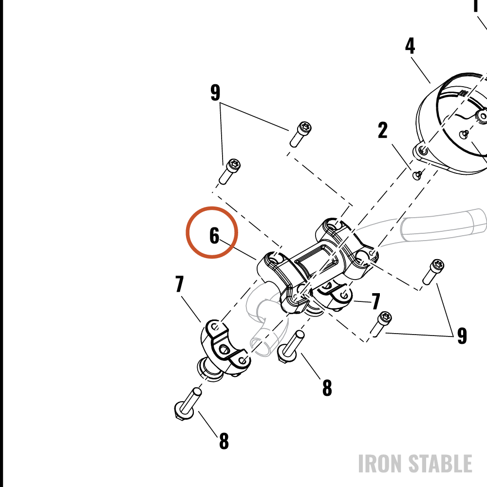 Harley-Davidson Clamp, Upr H-Bar, Mach