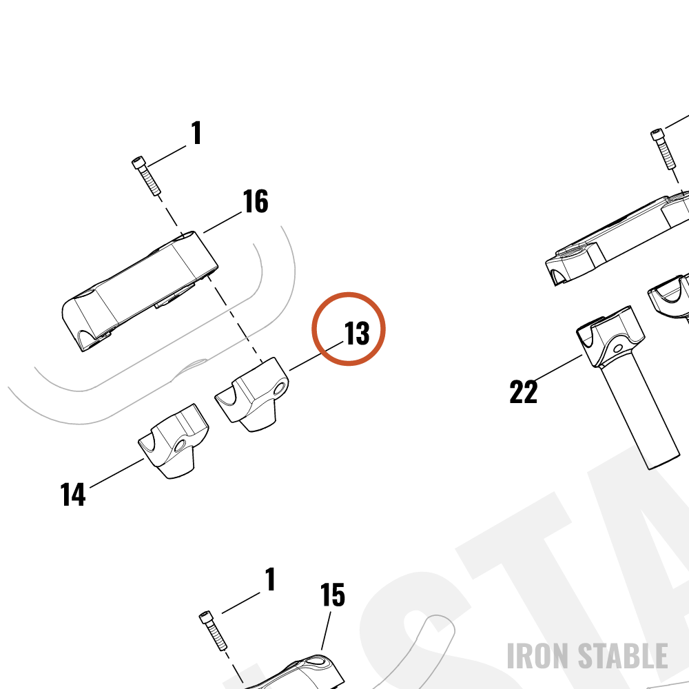 Harley-Davidson Riser, Lower H-Bar, Lh