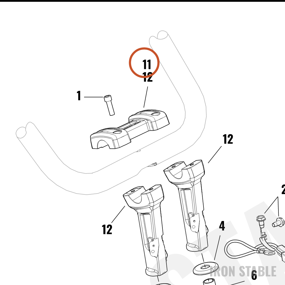 Harley-Davidson Clamp, Upr H-Bar, Black