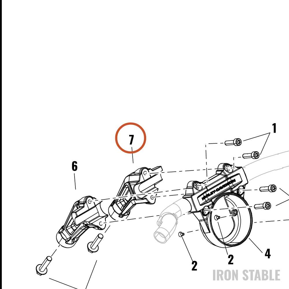 Harley-Davidson Clamp, Lower H-Bar, Rh, Black